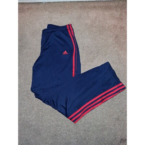 Adidas Classic 3 Stripes Track Pants Navy Blue Red Straight Leg Mens Medium - Picture 4 of 4